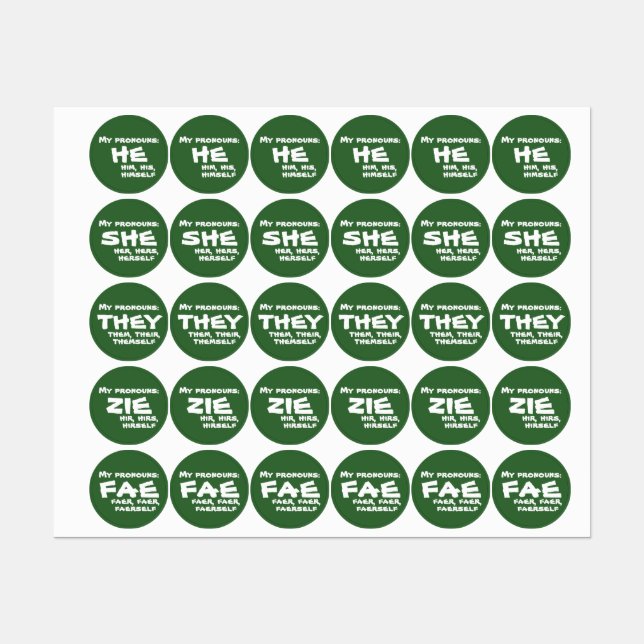 Pronomen auf allen Labels Etiketten (Blatt)