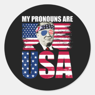 Pronomen sind Usa Donald Trump Patriotic 4. Juli Runder Aufkleber