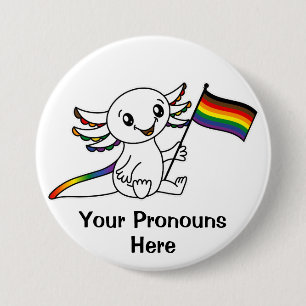 PRONOTIERT Niedliche Axolotl mit POC-Rainbow-Pride Button