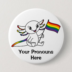 PRONOTIERT Niedliche Axolotl mit Rainbow Pride Fla Button