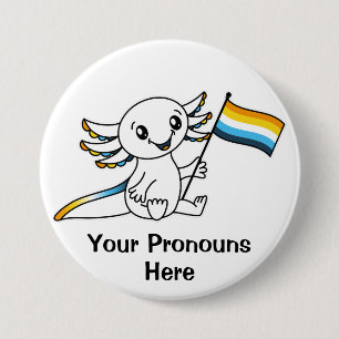 PRONOTIERT Niedliches Axolotl + AroAce Pride Flag  Button