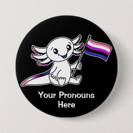 PRONOTIERT Niedliches Axolotl mit dem Flag Genderf Button