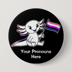 PRONOTIERT Niedliches Axolotl mit dem Flag Genderf Button