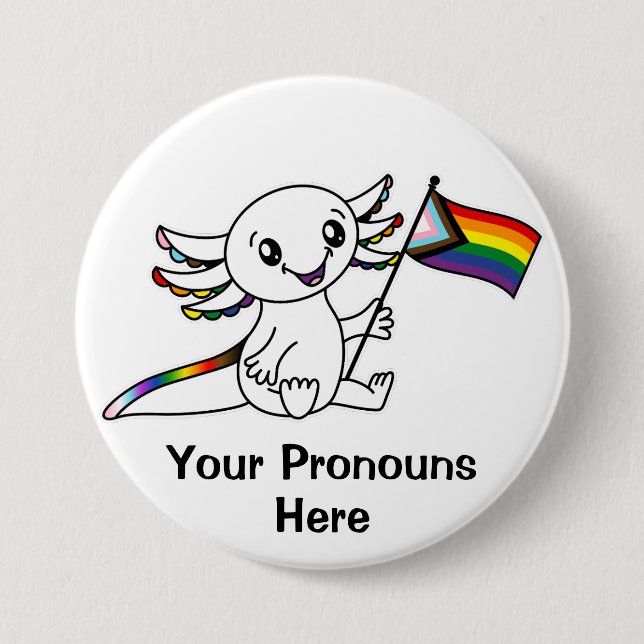 PRONOTIERT Niedliches Flag Axolotl Quasar Rainbow  Button (Vorderseite)