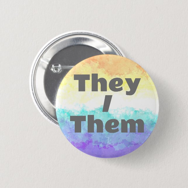 Pronoun Boho Genderfaun Pride Flag Button (Vorne & Hinten)