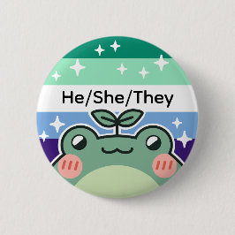 Pronoun Gay MLM Pride Flag Frosch Button