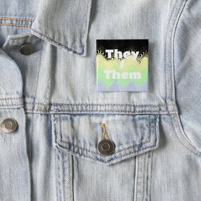 Pronoun Groovy Cassgeschlechtspreisflagge Button (Beispiel)