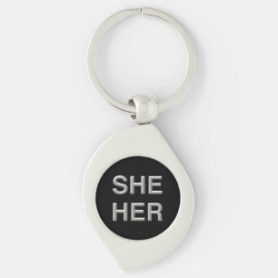 Pronoun Metal Schlüsselanhänger (Sie/sie)