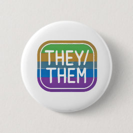 Pronoun Rainbow Circle Pride Button