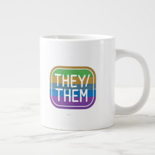 Pronoun Rainbow Circle Pride Jumbo-Tasse
