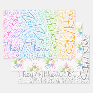 Pronoun Stolz Geschlecht queer Regenbogen lgbtqa Geschenkpapier Set
