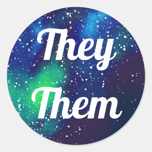 Pronouns Anpassbare Galaxie Runder Aufkleber (Vorderseite)