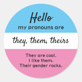 Pronouns Aufkleber, individuell einstellbar, sie s Runder Aufkleber