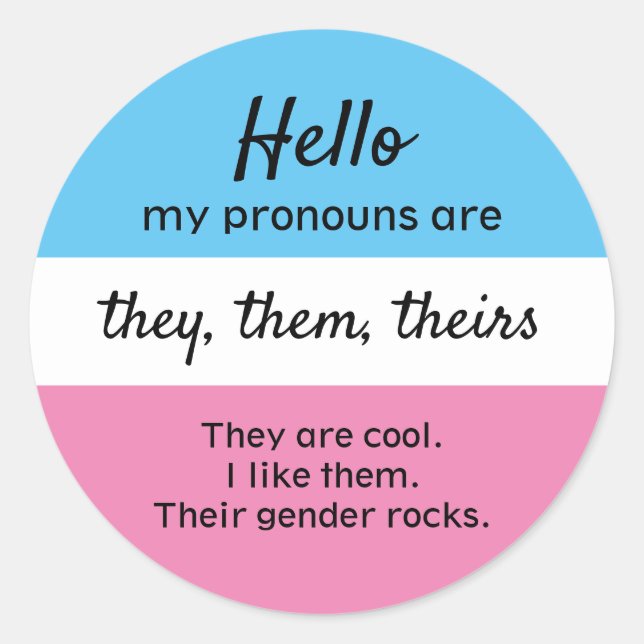 Pronouns Aufkleber, individuell einstellbar, sie s Runder Aufkleber (Vorderseite)
