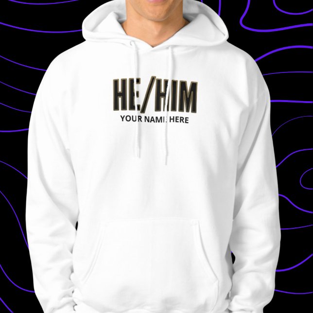 Pronouns Er Ihn Schwarz und Gold Hoodie (Von Creator hochgeladen)