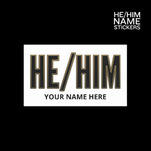 Pronouns Er Ihn Schwarz und Gold Rechteckiger Aufkleber