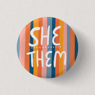 Pronouns farbenfrohe Handschrift Streifen Button