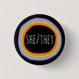 Pronouns farbenfrohe Rainbow Circle Black Button