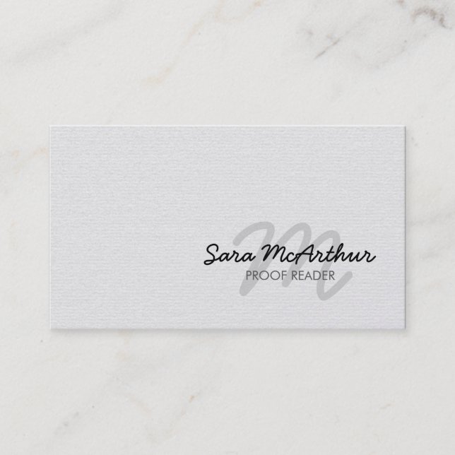 Proofreader Cursive Monogram Business Card Visitenkarte (Vorderseite)