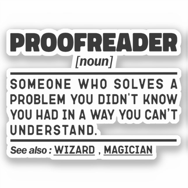 Proofreader Noun Funny Grammar Examiner Geek Aufkleber (Vorderseite)