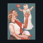 Propaganda-Poster der sowjetischen Familie Postkarte<br><div class="desc">Glückliches Propagandaposter</div>