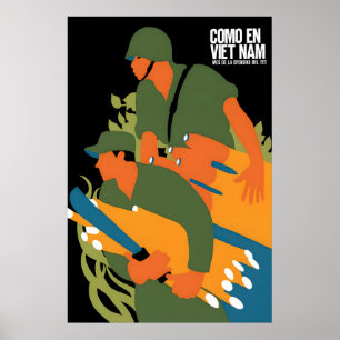 Propagandaplakat Vietnamkrieg Kubas Solidarität Poster
