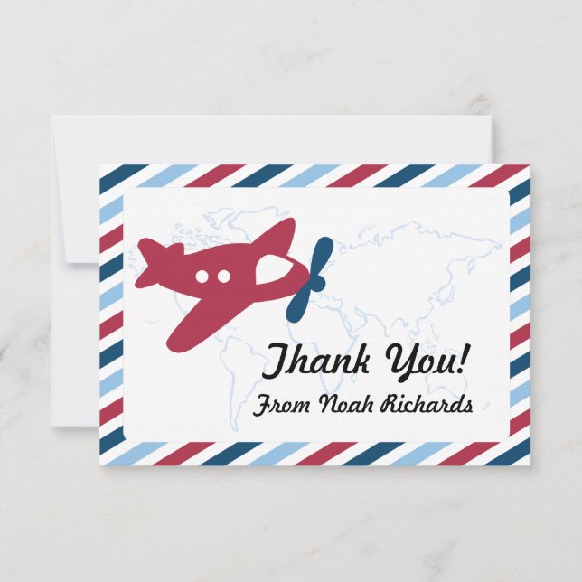 Propeller Flugzeug Airmail Vielen Dank Dankeskarte (Vorderseite)