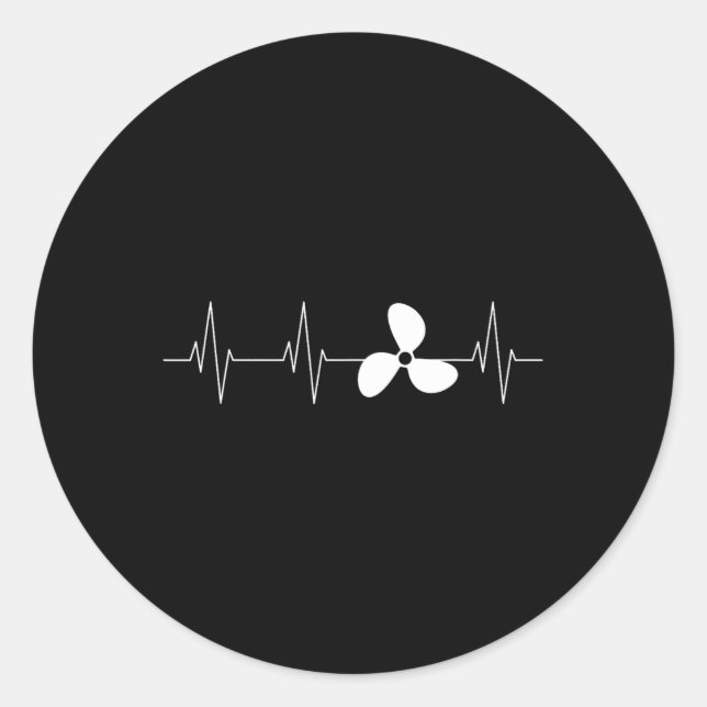 Propellerboot Propeller Heartbeat Runder Aufkleber (Vorderseite)