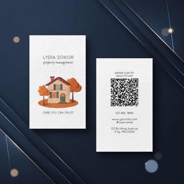 Property Management Business Card with QR Code Visitenkarte (Von Creator hochgeladen)