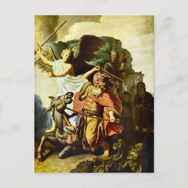 Prophet Balaam and the Donkey by Rembrandt Postkarte (Vorderseite)