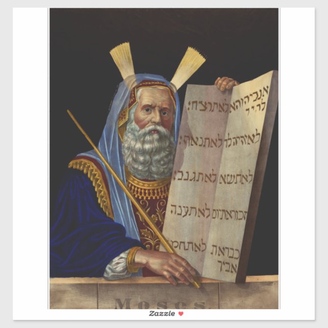 Prophet Mose mit den Tabletten des Gesetzes Aufkleber (Blatt)