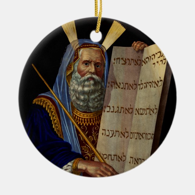 Prophet Mose mit den Tabletten des Gesetzes Keramik Ornament (Vorne)