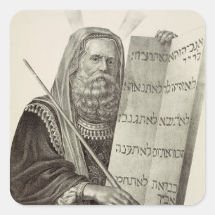 Prophet Mose mit den Tabletten des Gesetzes Quadratischer Aufkleber