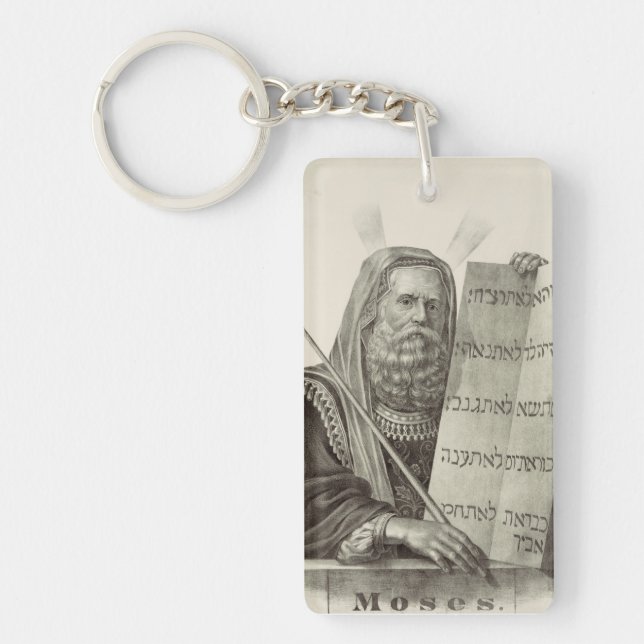 Prophet Mose mit den Tabletten des Gesetzes Schlüsselanhänger (Vorderseite)