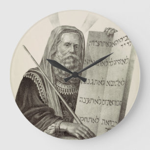 Prophet Moses mit den Gesetzestafeln Große Wanduhr