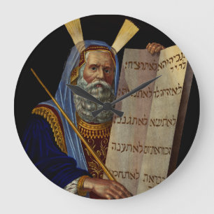 Prophet Moses mit den Gesetzestafeln  Große Wanduhr