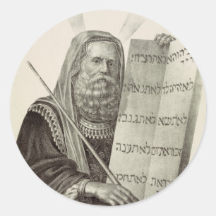 Prophet Moses mit den Gesetzestafeln Runder Aufkleber