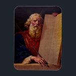 Prophet Moses on Mount Sinai – High-Fidelity Epic Magnet<br><div class="desc">Add majesty to your interior with this high-fidelity color reproduction of Moses and the Tablets of Testimony. The artwork masterfully captures the contrast between the harsh desert wilderness and the supernatural glow of the Divine Presence. The composition focuses on the prophet’s resolute eyes and the stone slabs that symbolize the...</div>
