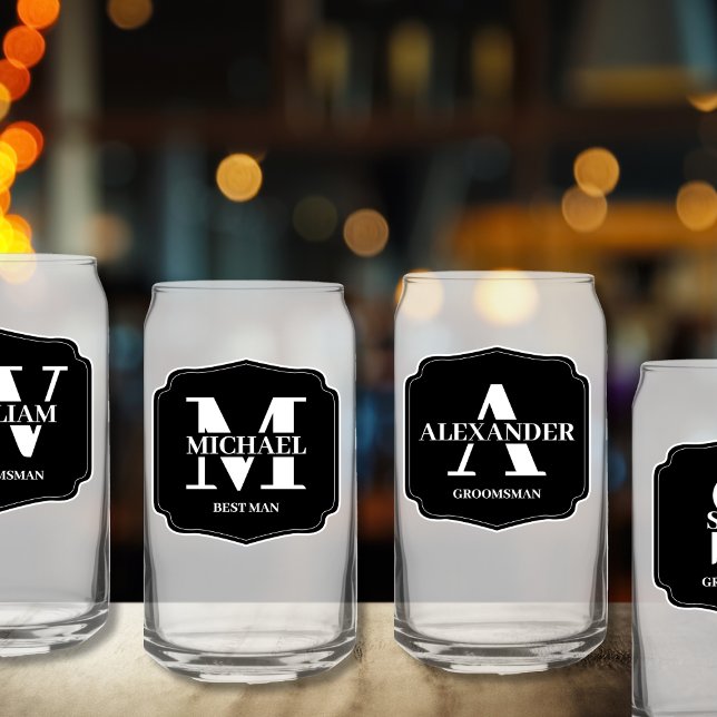 Proposition de fabricant de monogrammes personnali (personalized monogram groomsman beer glass can groomsman proposal)