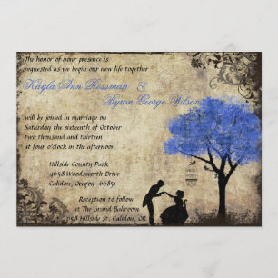 Proposition Mariage vintage Invitation Bleu foncé