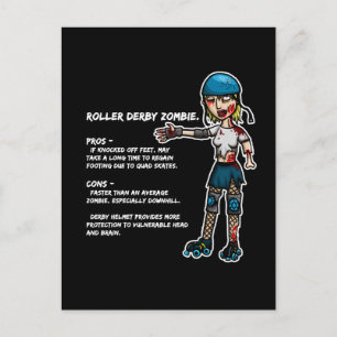 Pros und Cons Roller Derby Zombie Postkarte