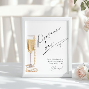 Prosecco Bar Perlen und Prosecco Brautparty Poster