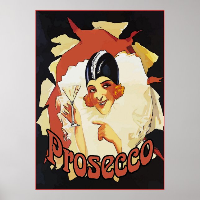 Prosecco, Clown-Pop-Poster Poster (Vorne)
