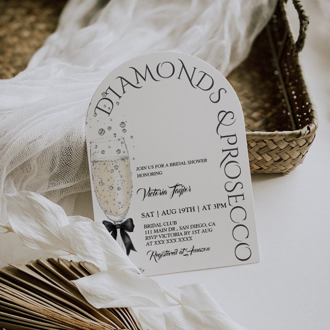 Prosecco Elegante Bow Brautparty Einladung (Von Creator hochgeladen)