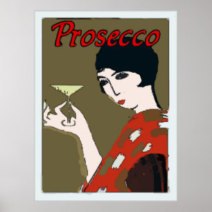 Prosecco, Frau mit Glas Poster