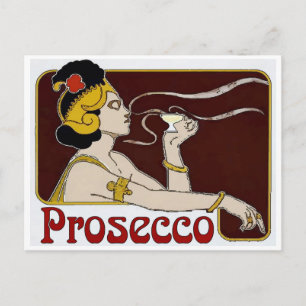 Prosecco, Frau nippt Postkarte