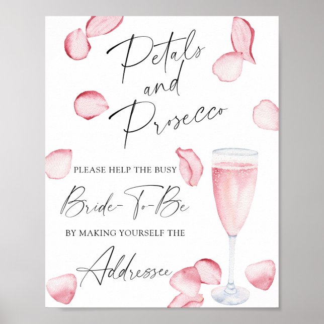 Prosecco - Hilfe für die geschäftige Brautadresse Poster (Vorne)
