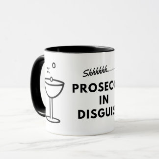 Prosecco in der Verkleidungskaffee-Tasse Tasse