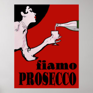 Prosecco Lady in Rot Poster