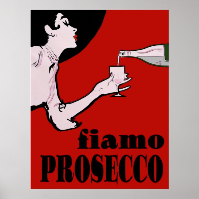 Prosecco Lady in Rot Poster (Vorne)